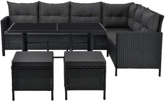 Rattan Garden Lounge Set with Corner Sofa & Dining Table