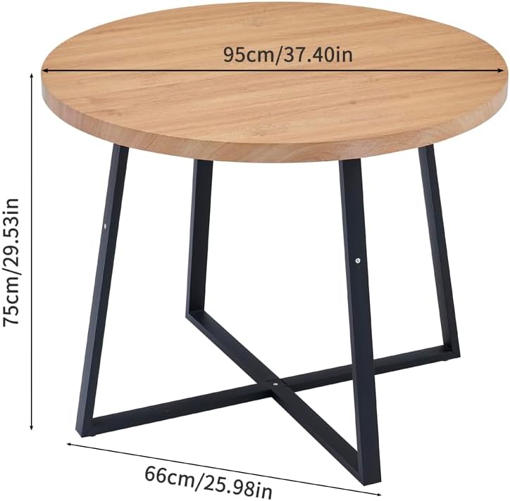 95cm Round Oak Wood Dining Table and Grey Velvet Chairs Set of 4