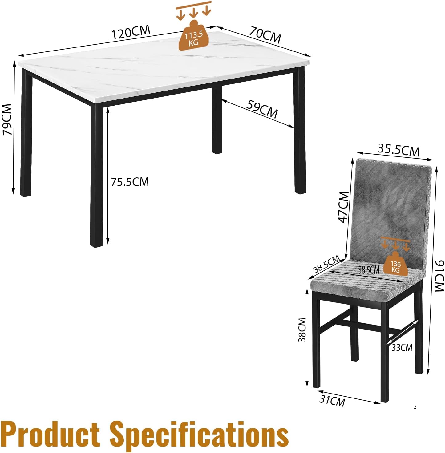 Dining Table and Chairs Set 4