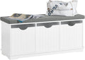 Hallway Shoe Storage Bench with 3 Drawers - Shoe Rack with Seat Cushion
