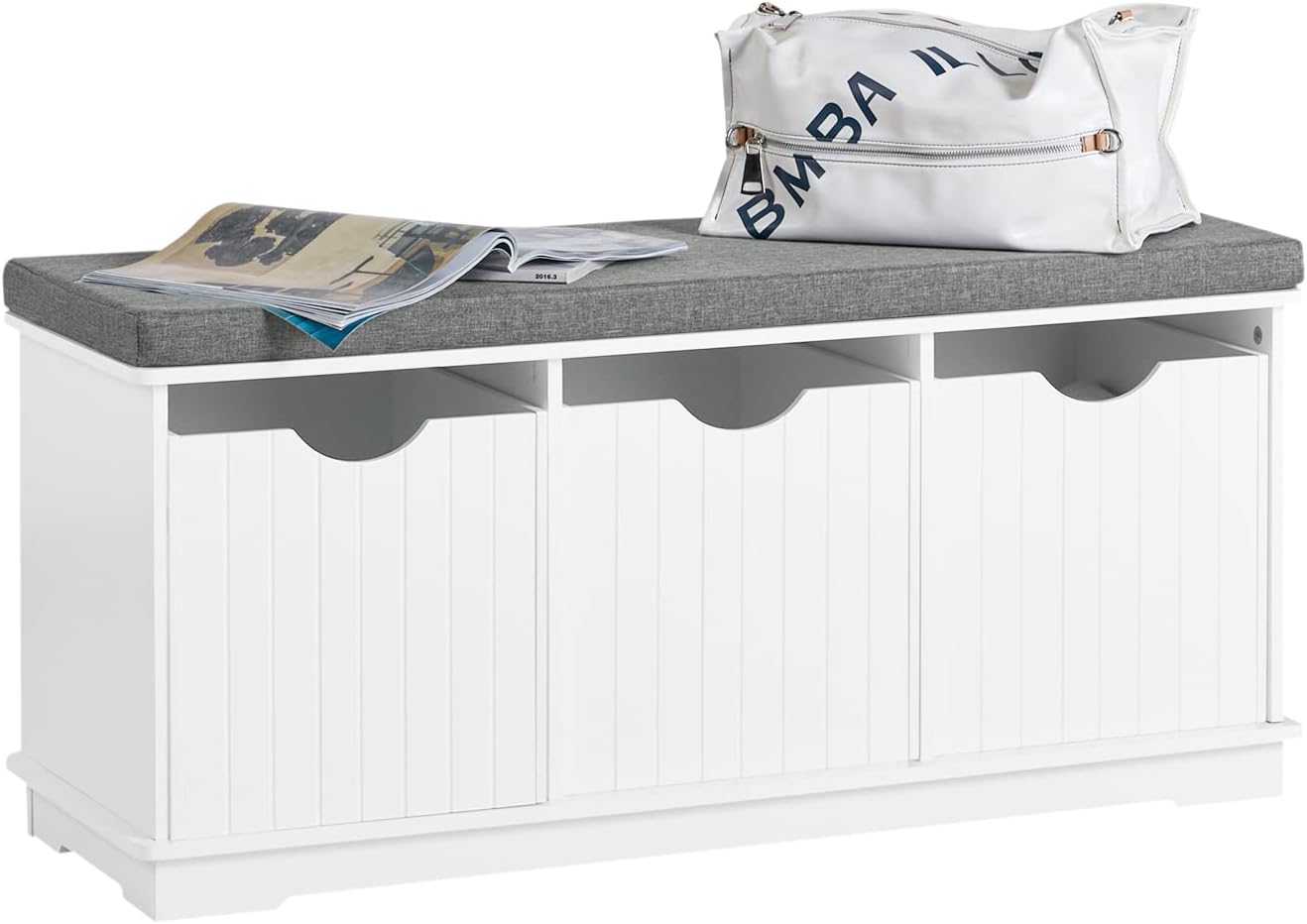 Hallway Shoe Storage Bench with 3 Drawers - Shoe Rack with Seat Cushion