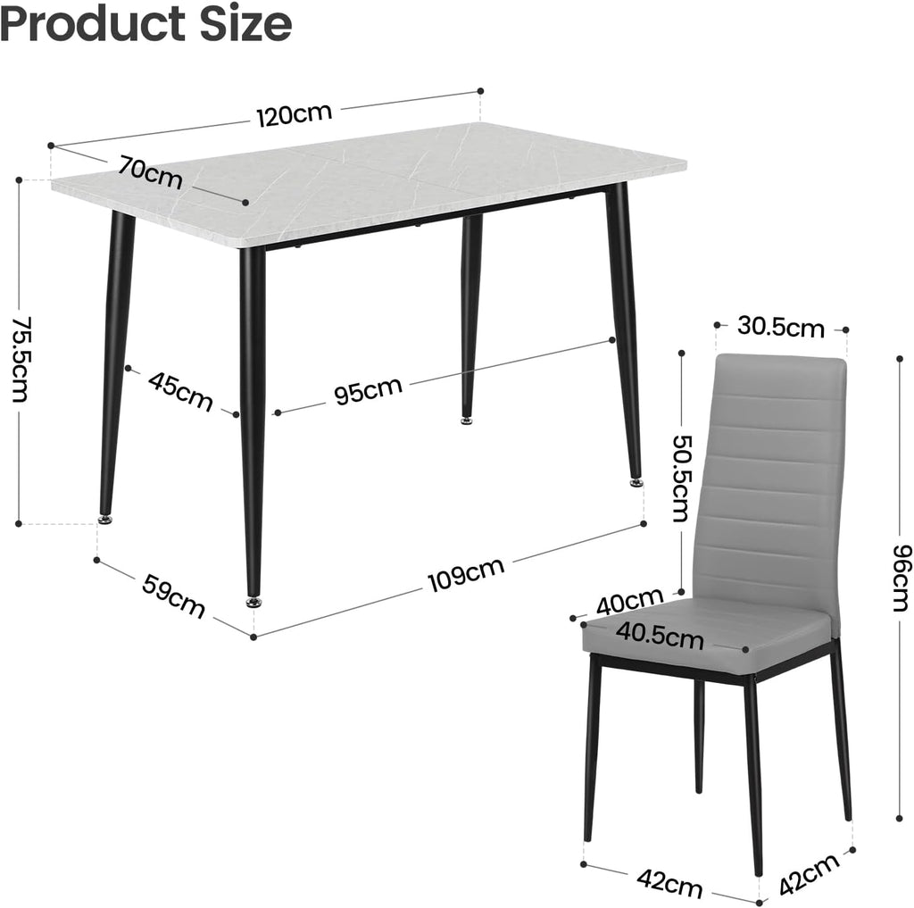 Grey Dining Table and Chairs Set 6
