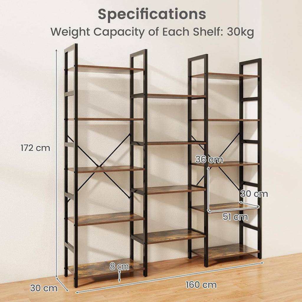 5-Tier Industrial Bookshelf