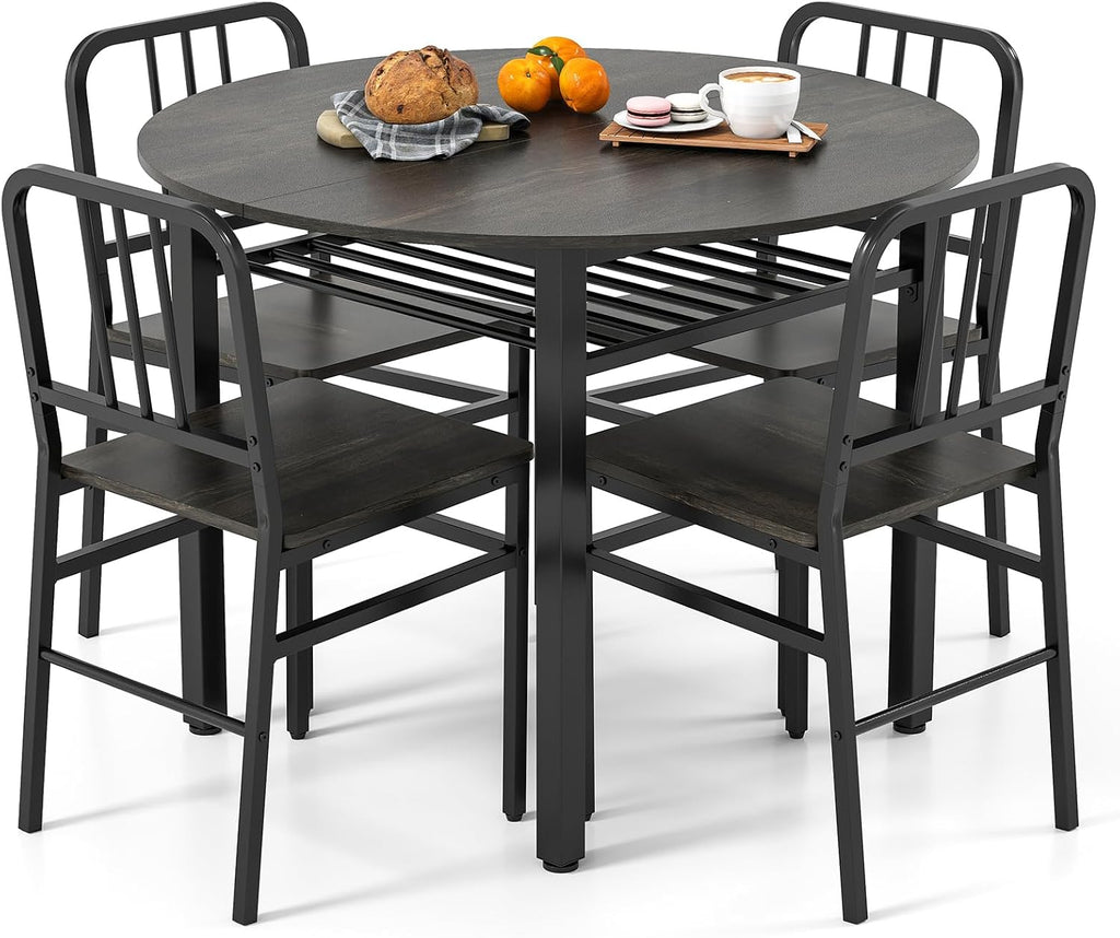 5 Piece Round Dining Table Set for 4