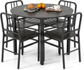 5 Piece Round Dining Table Set for 4