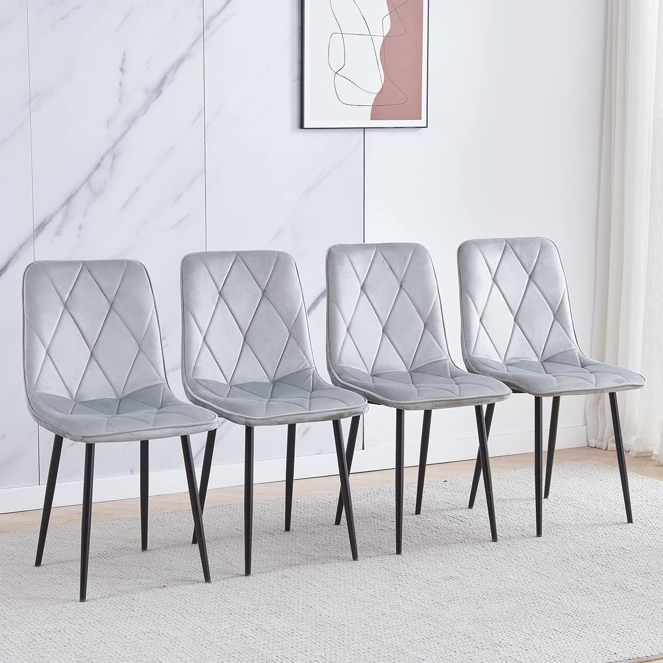 Round Dining Table and Chairs Set 4 Seater Kitchen Dining Set