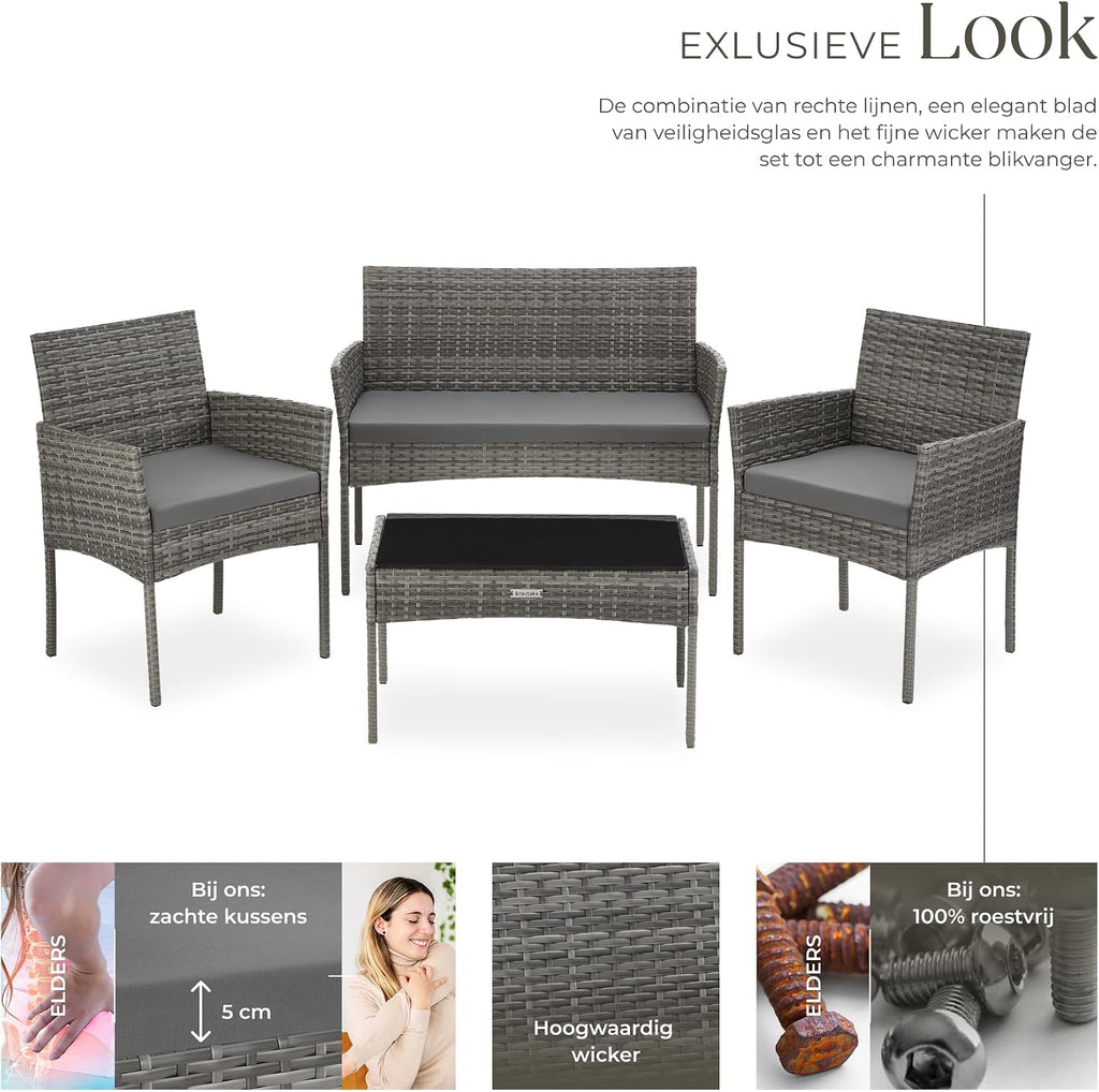 Wicker Rattan Garden Lounge Set