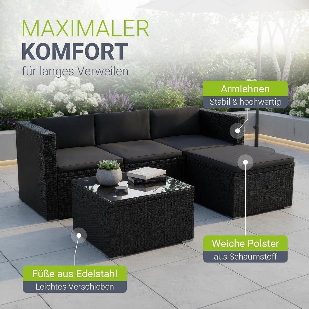 Rattan Garden Lounge Set for 3–4 People
