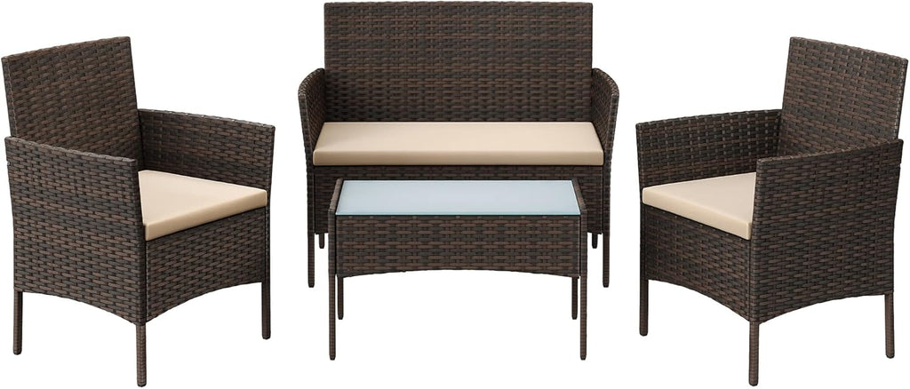 PE Rattan Balcony Furniture Set, Taupe