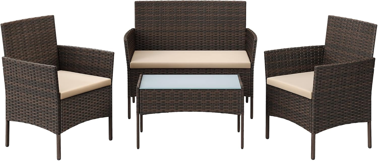 PE Rattan Balcony Furniture Set, Taupe