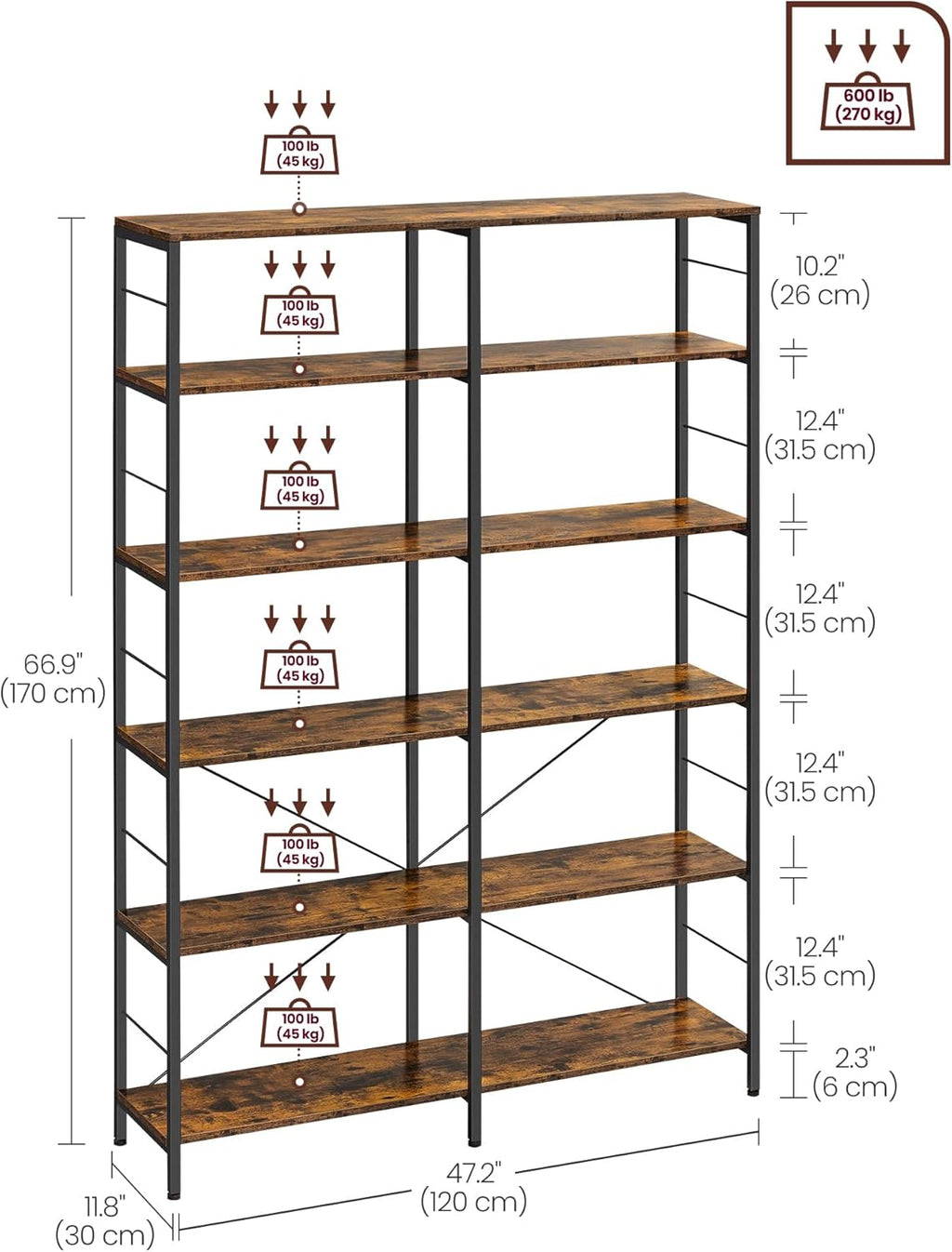 6-Tier Bookshelf