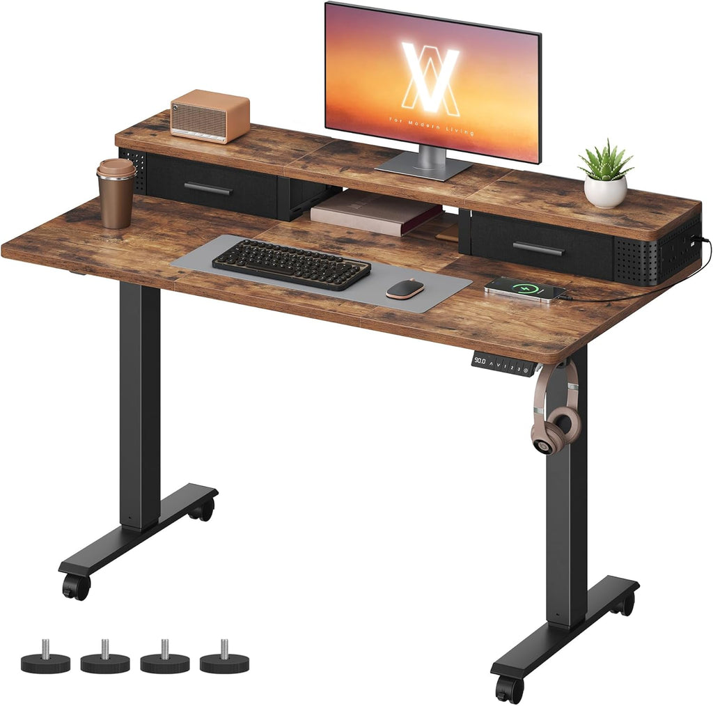 Desk with Built-In Power Strip