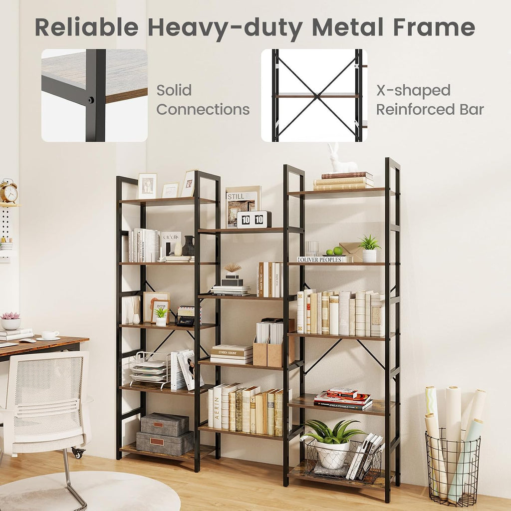 5-Tier Industrial Bookshelf