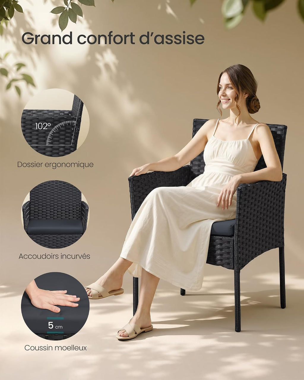 4-Piece PE Rattan Balcony Furniture Set