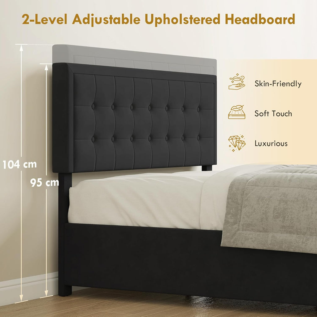 Ottoman Bed with Storage Drawer and Adjustable Headboard