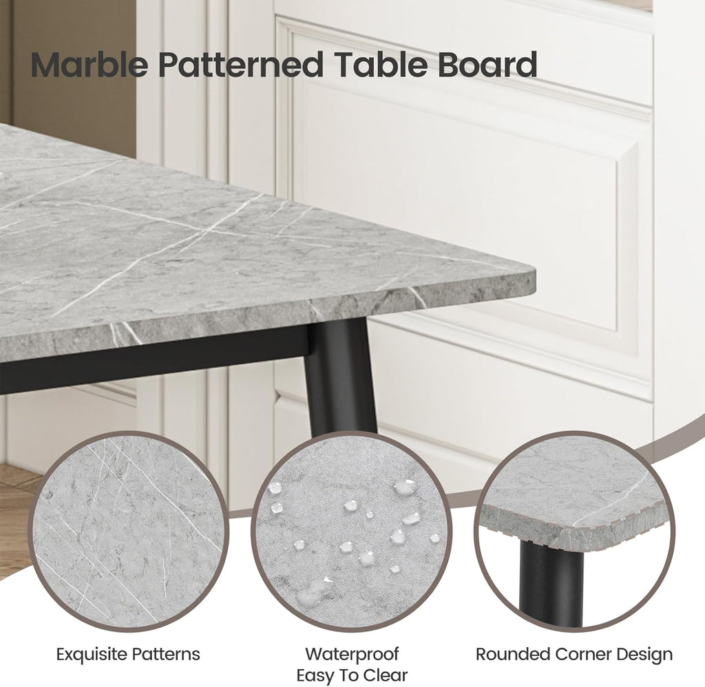 Grey Dining Table and Chairs Set 6