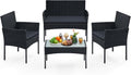 4-Piece PE Rattan Balcony Furniture Set