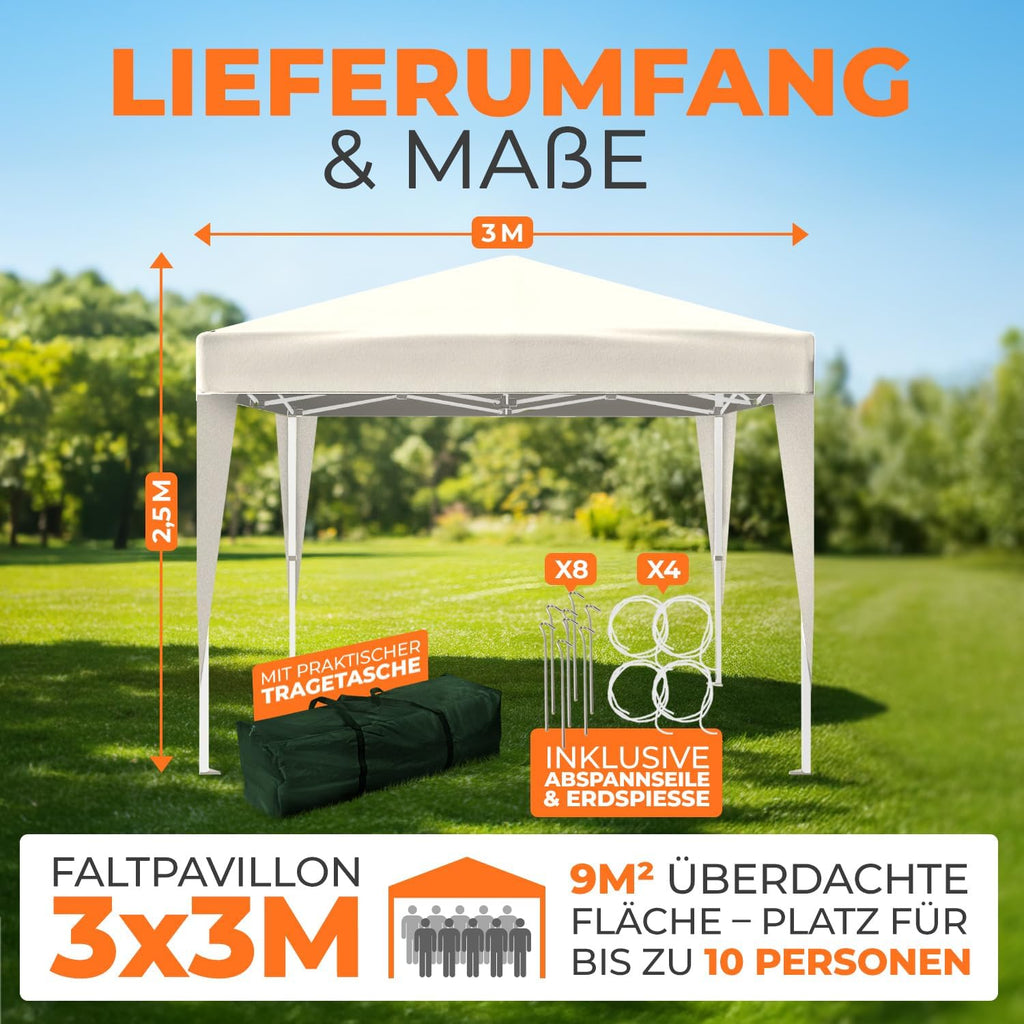 3×3m Waterproof Pop-Up Gazebo with UV50+ Protection