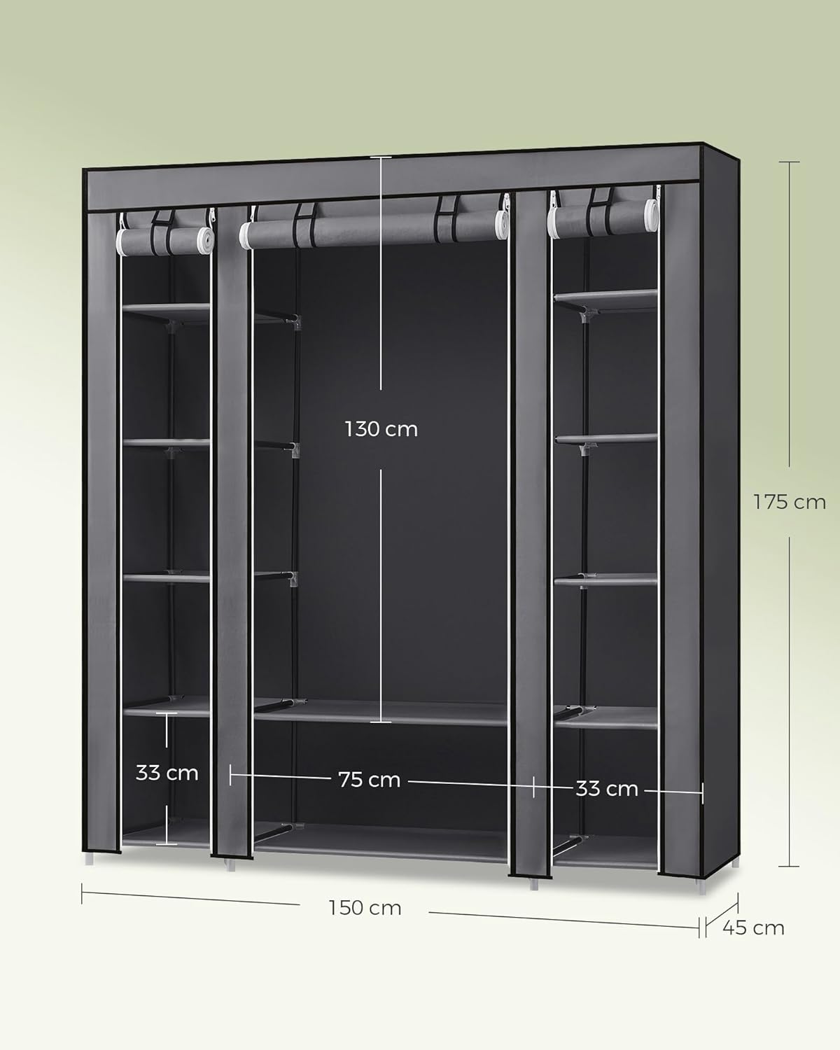 Fabric Wardrobe with 12 Cubes & Hanging Rail