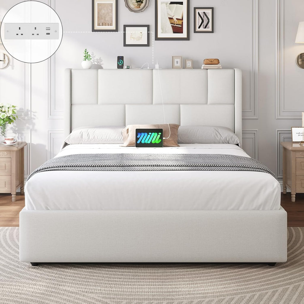 4ft6 Double Ottoman Bed Frame with Hydraulic Lift-Up Storage
