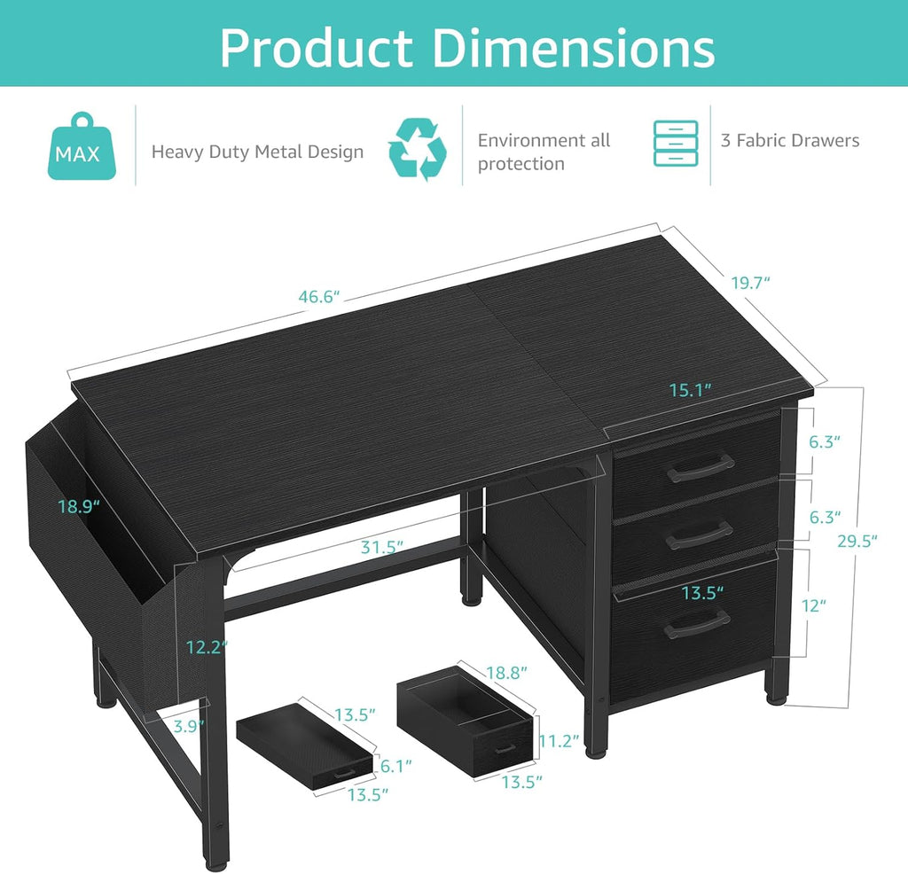 119cm Reversible Computer Desk with File Drawer