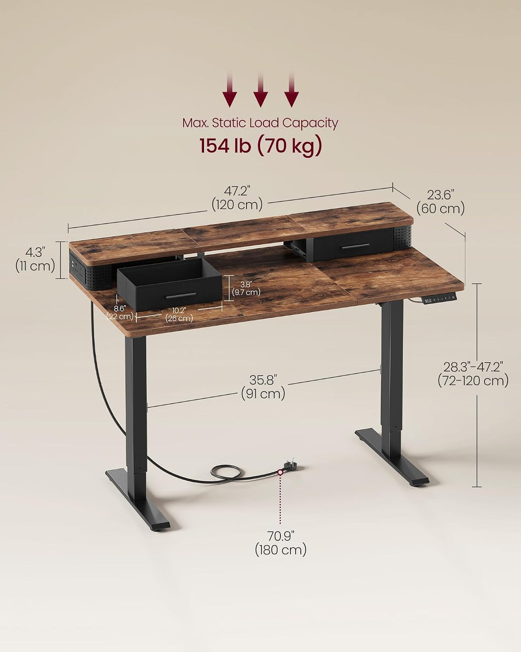 Desk with Built-In Power Strip