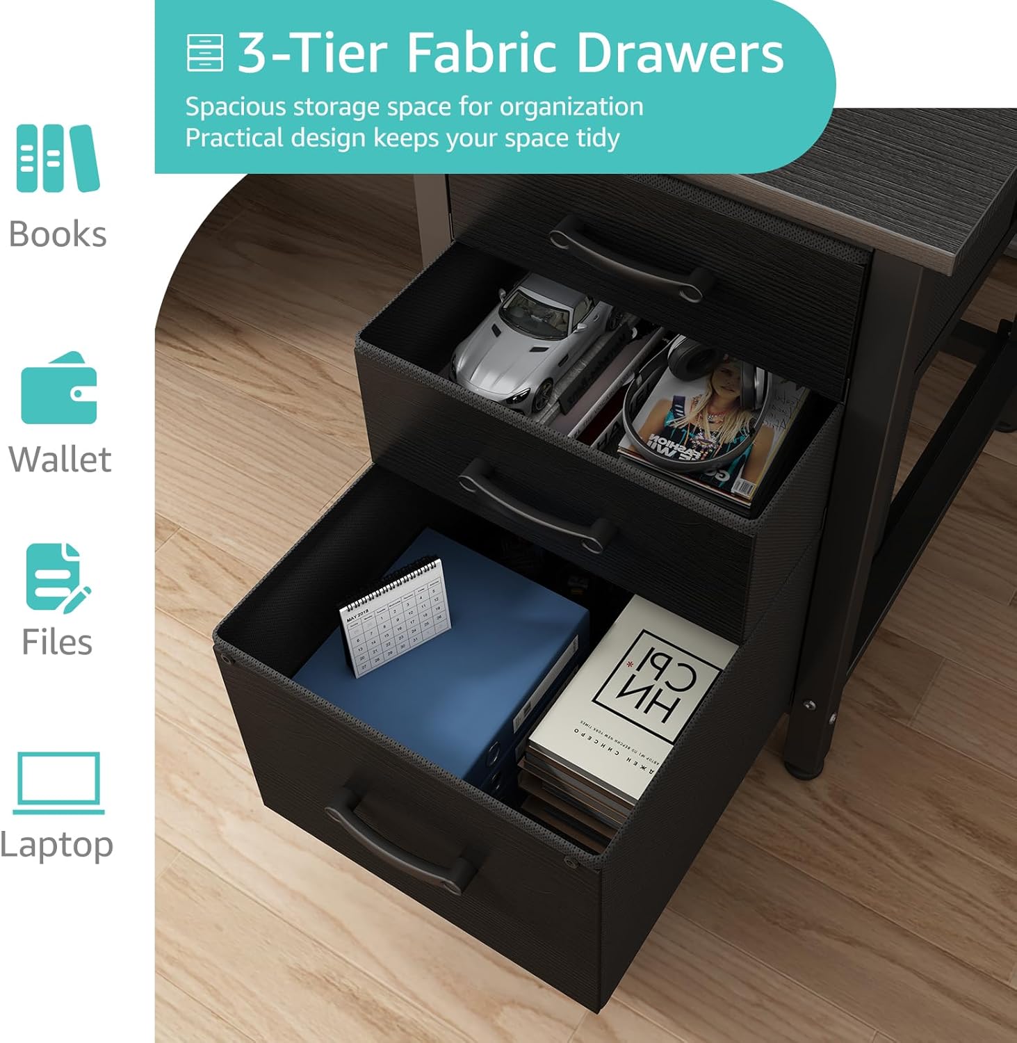 119cm Reversible Computer Desk with File Drawer