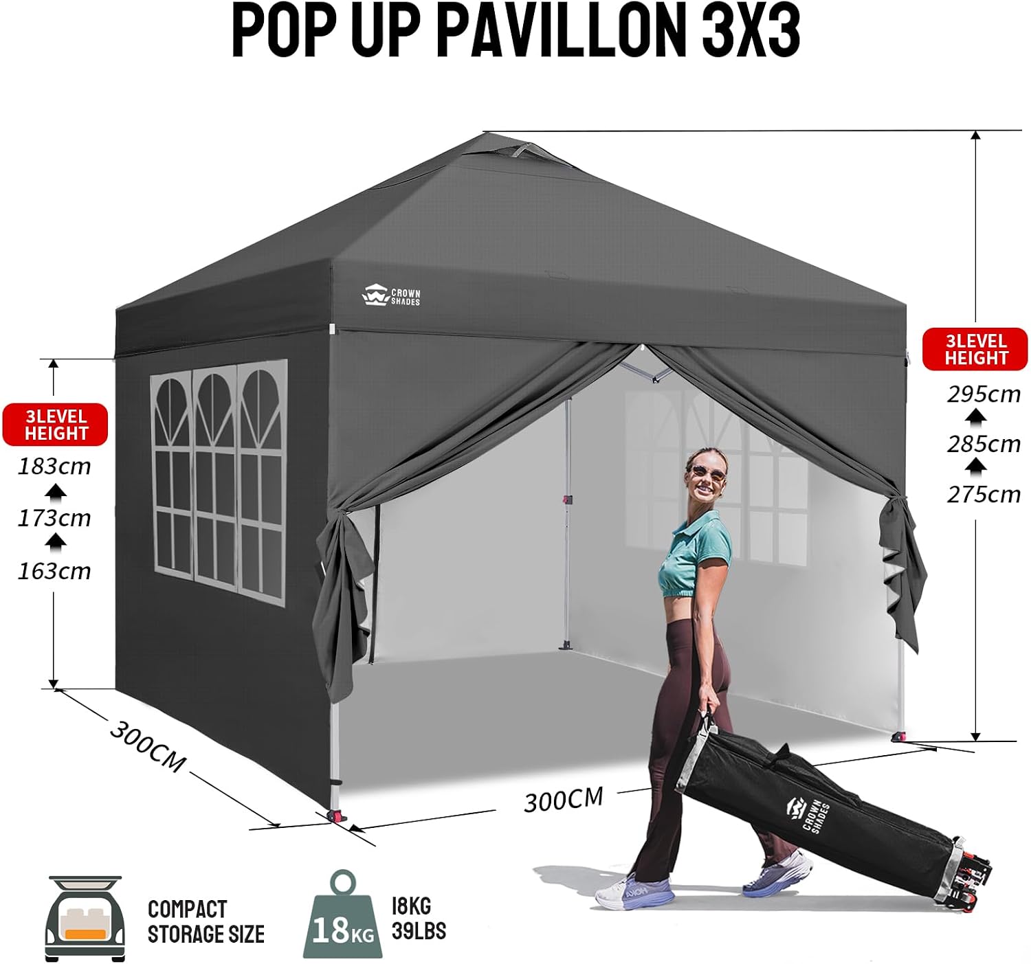 3×3m Waterproof All-Season Pop-Up Gazebo