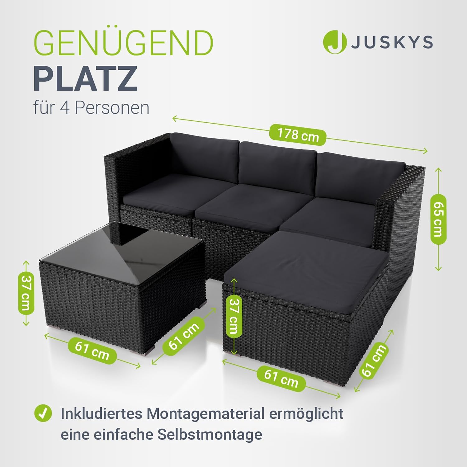 Rattan Garden Lounge Set for 3–4 People