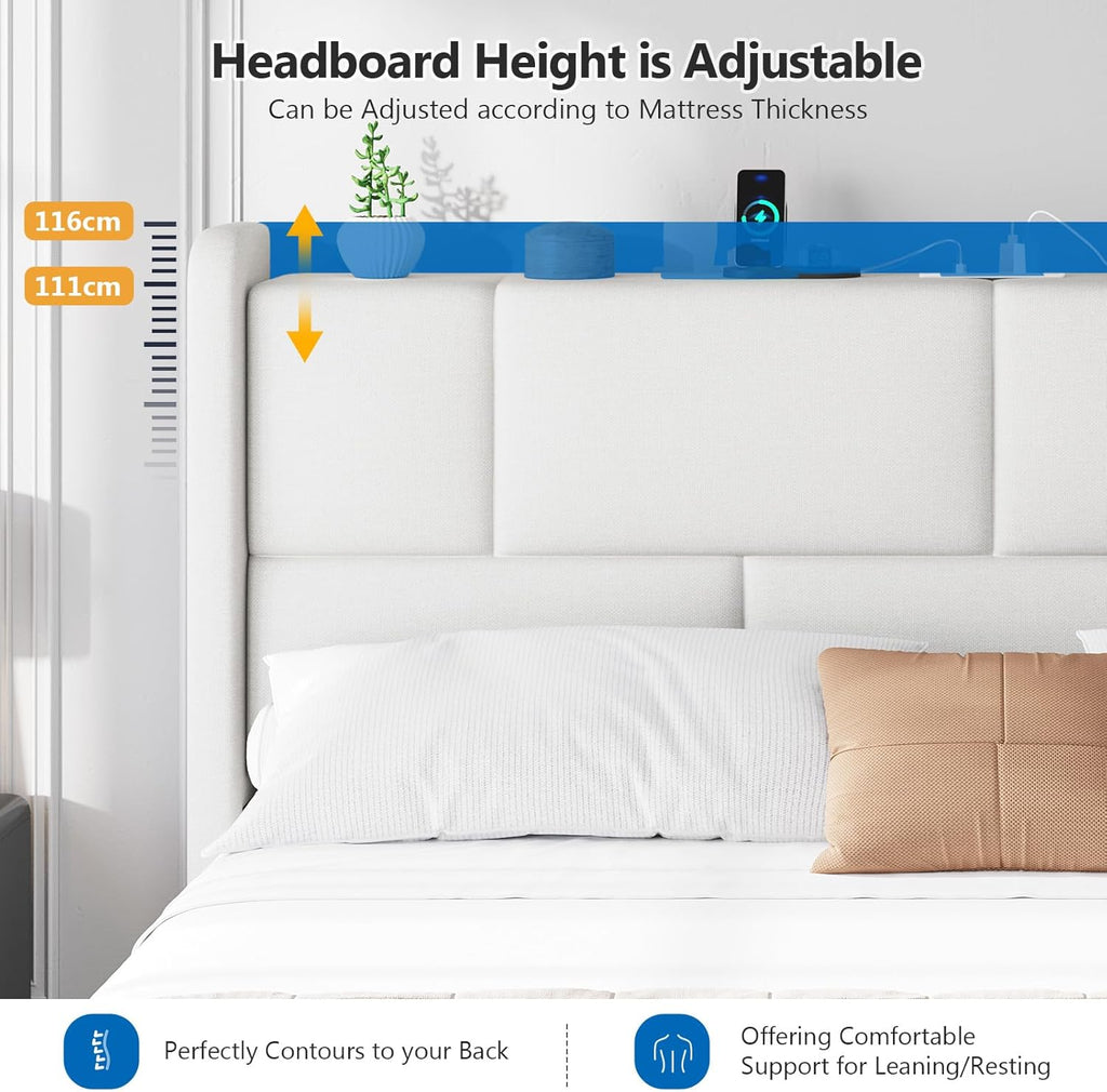 4ft6 Double Ottoman Bed Frame with Hydraulic Lift-Up Storage
