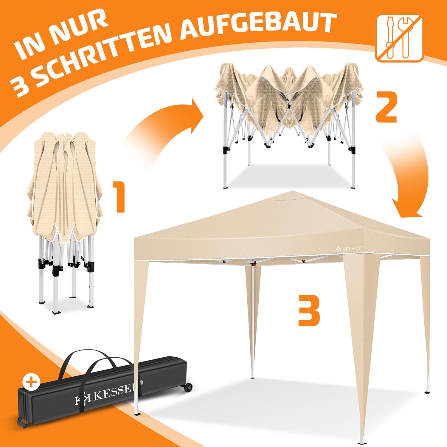 3×3m Waterproof Pop-Up Gazebo with Carry Bag