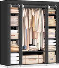 Portable Fabric Wardrobe with Hanging Rail & Shelves