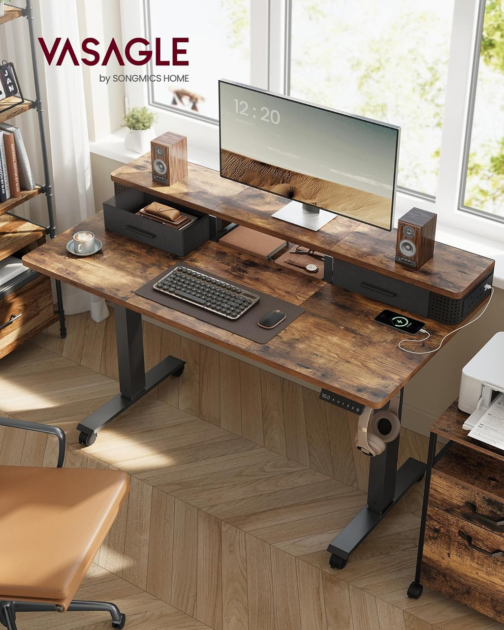 Desk with Built-In Power Strip
