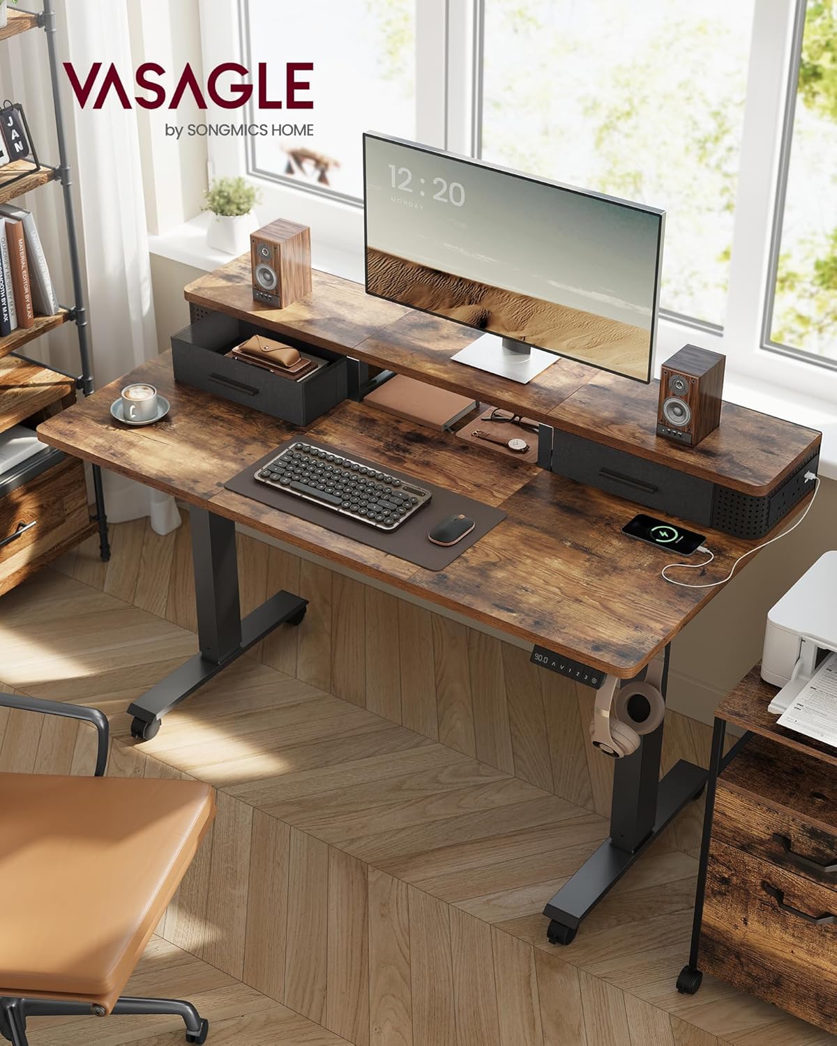 Desk with Built-In Power Strip