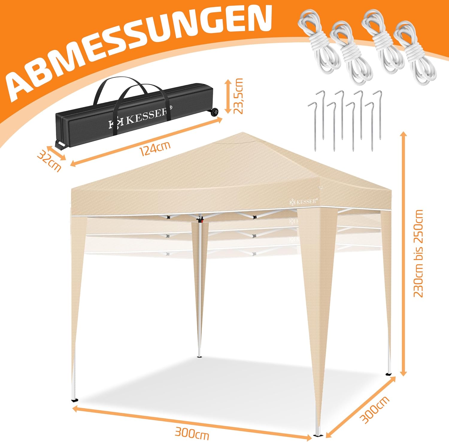 3×3m Waterproof Pop-Up Gazebo with Carry Bag