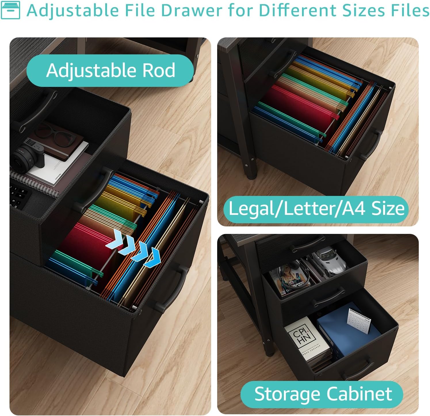 119cm Reversible Computer Desk with File Drawer