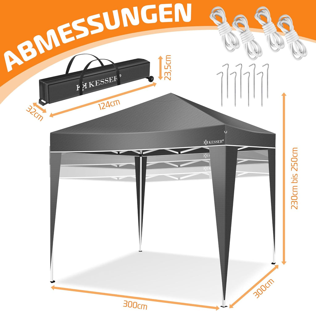 3×3m Adjustable-Height Pop-Up Gazebo