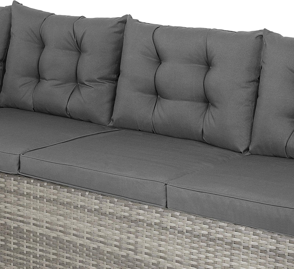 Rattan Garden Lounge Set with Corner Sofa, Dining Table & Cushions