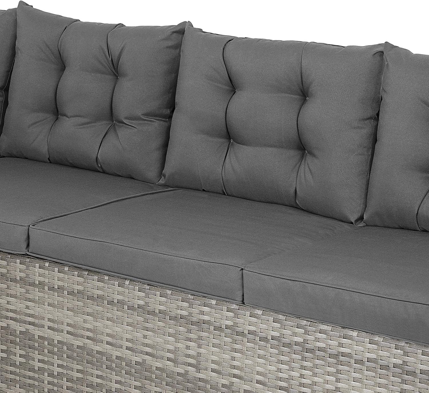 Rattan Garden Lounge Set with Corner Sofa, Dining Table & Cushions