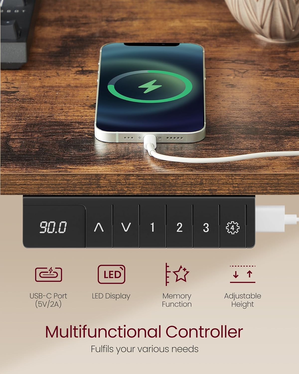 Desk with Built-In Power Strip