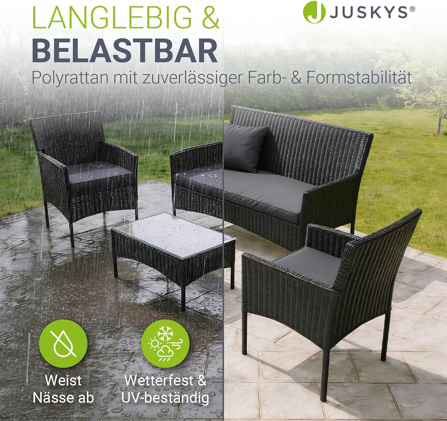 4-Seater Rattan Garden Sofa Set with Cushions