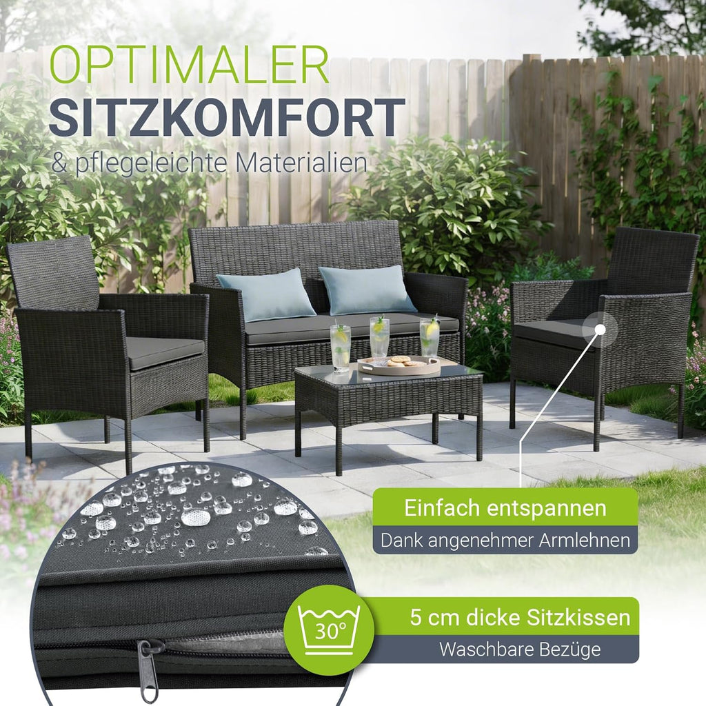 4-Seater Rattan Garden Sofa Set with Cushions