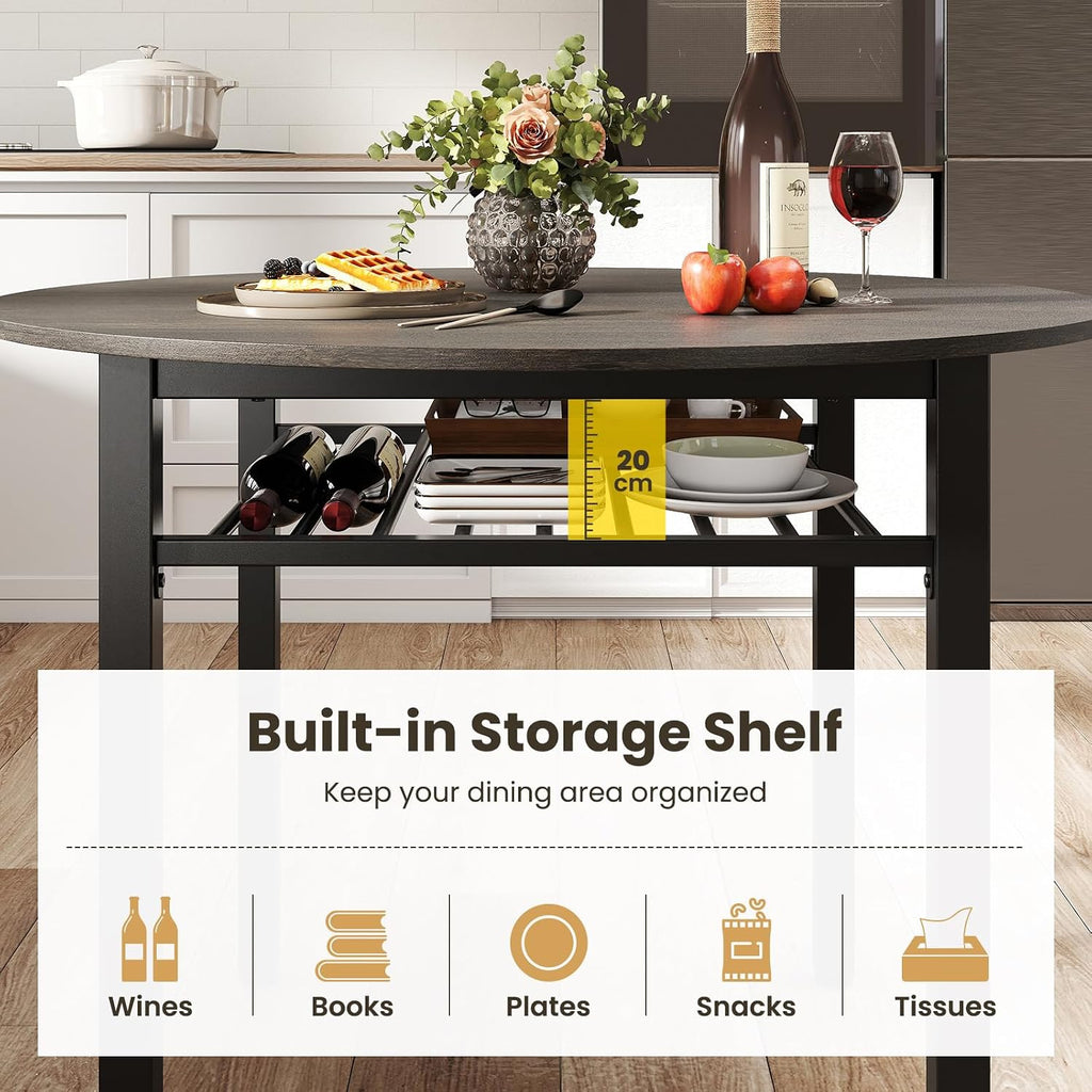 5 Piece Round Dining Table Set for 4