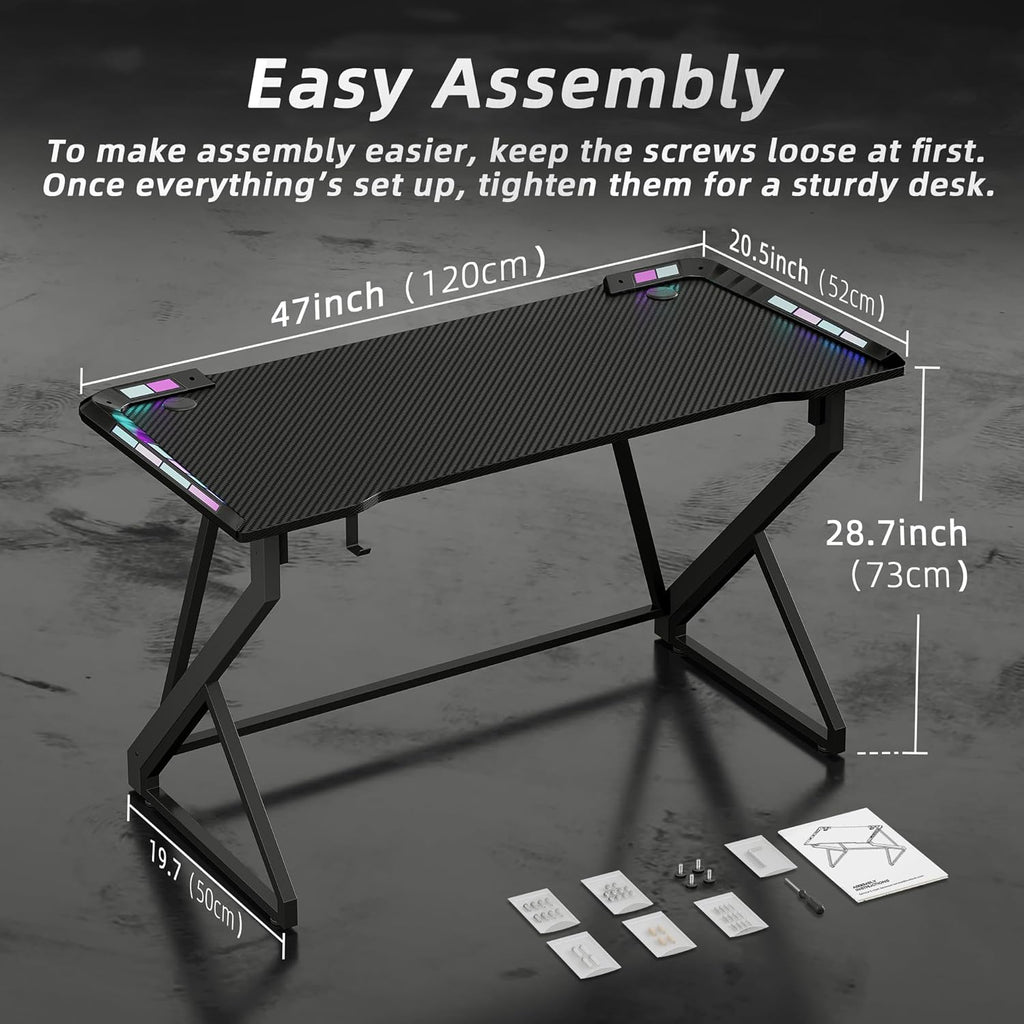 120cm Gaming Desk with LED Lighting
