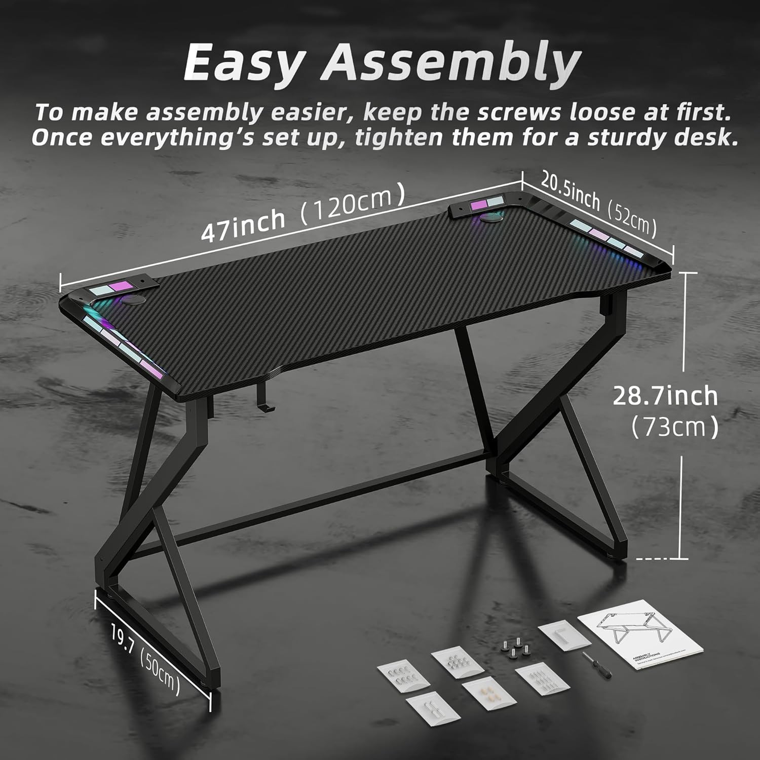 120cm Gaming Desk with LED Lighting