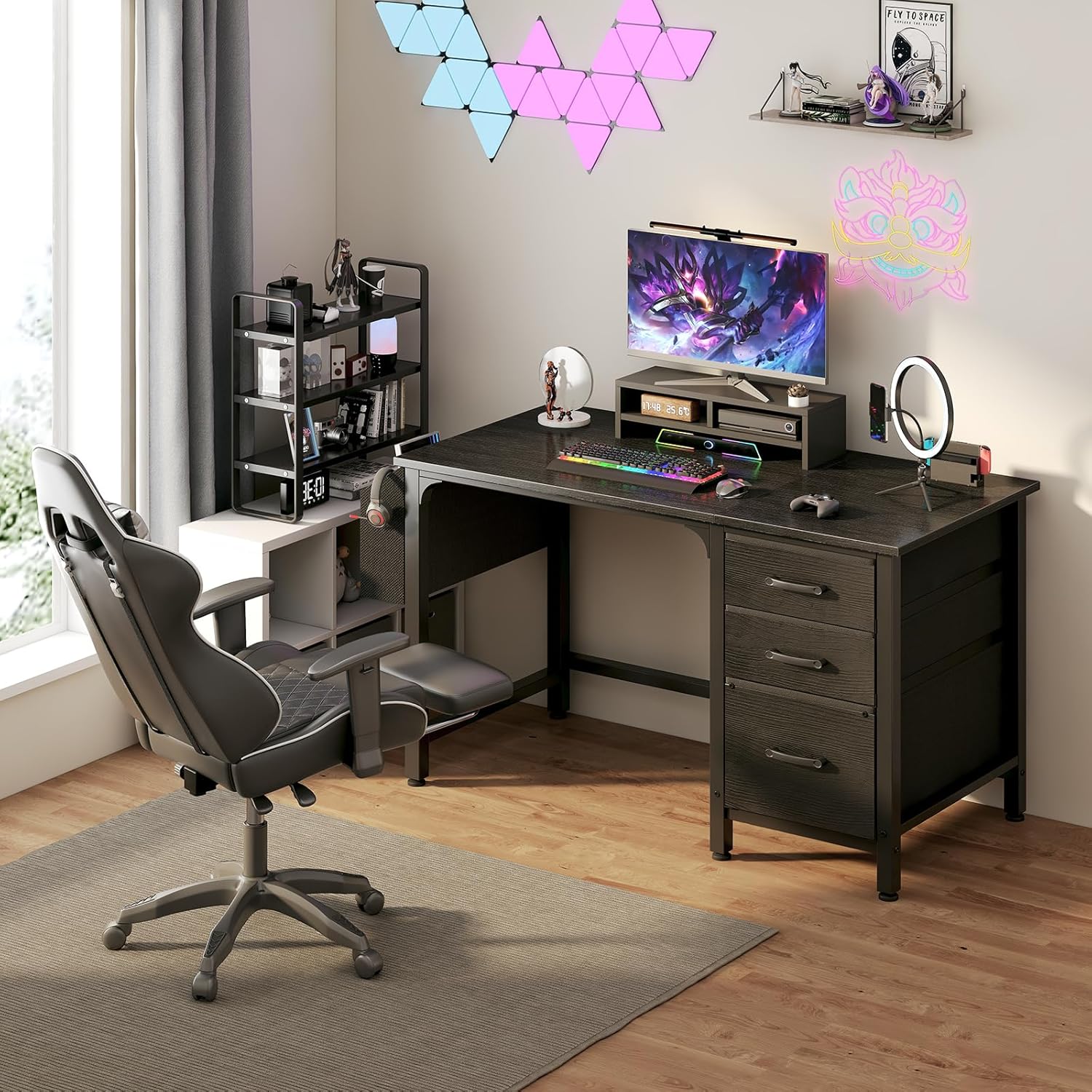 119cm Reversible Computer Desk with File Drawer