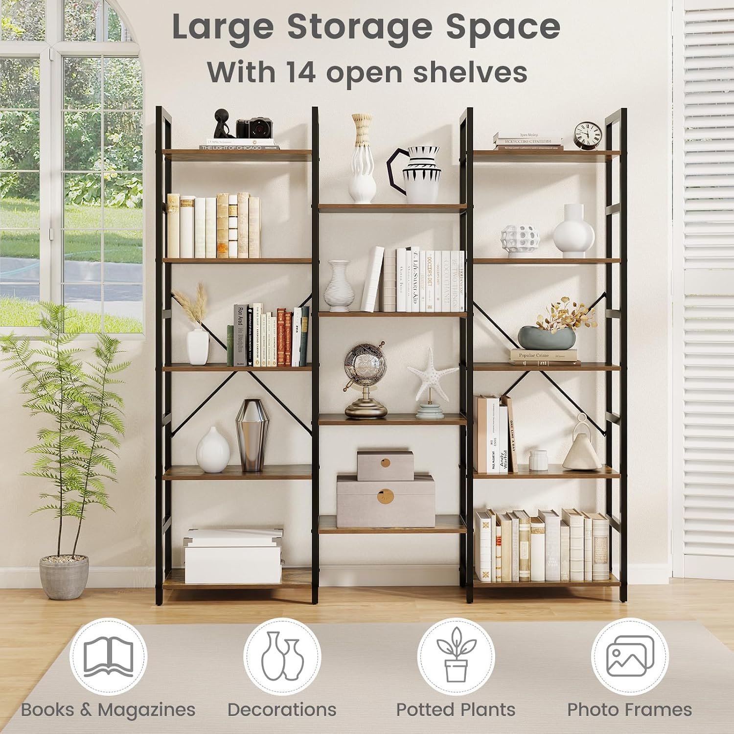 5-Tier Industrial Bookshelf