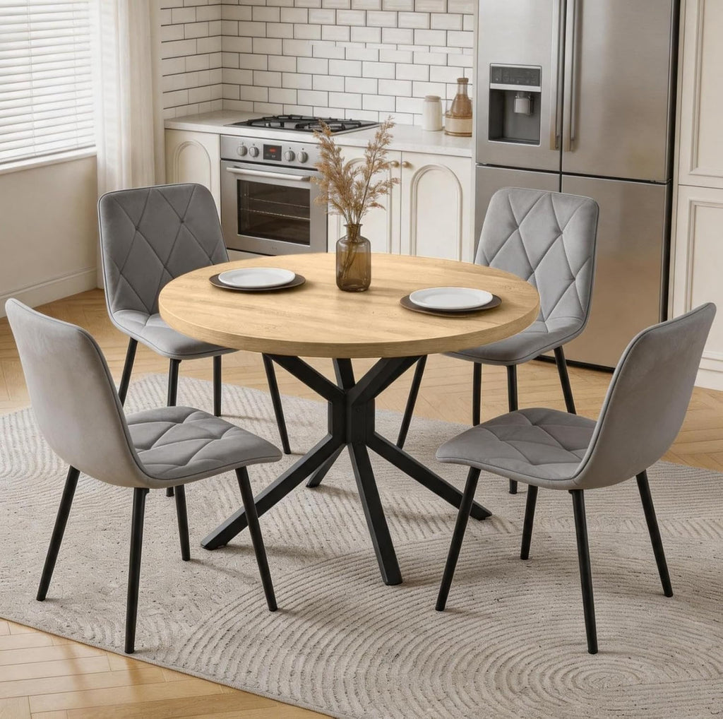 Round Dining Table and Chairs Set 4 Seater Kitchen Dining Set