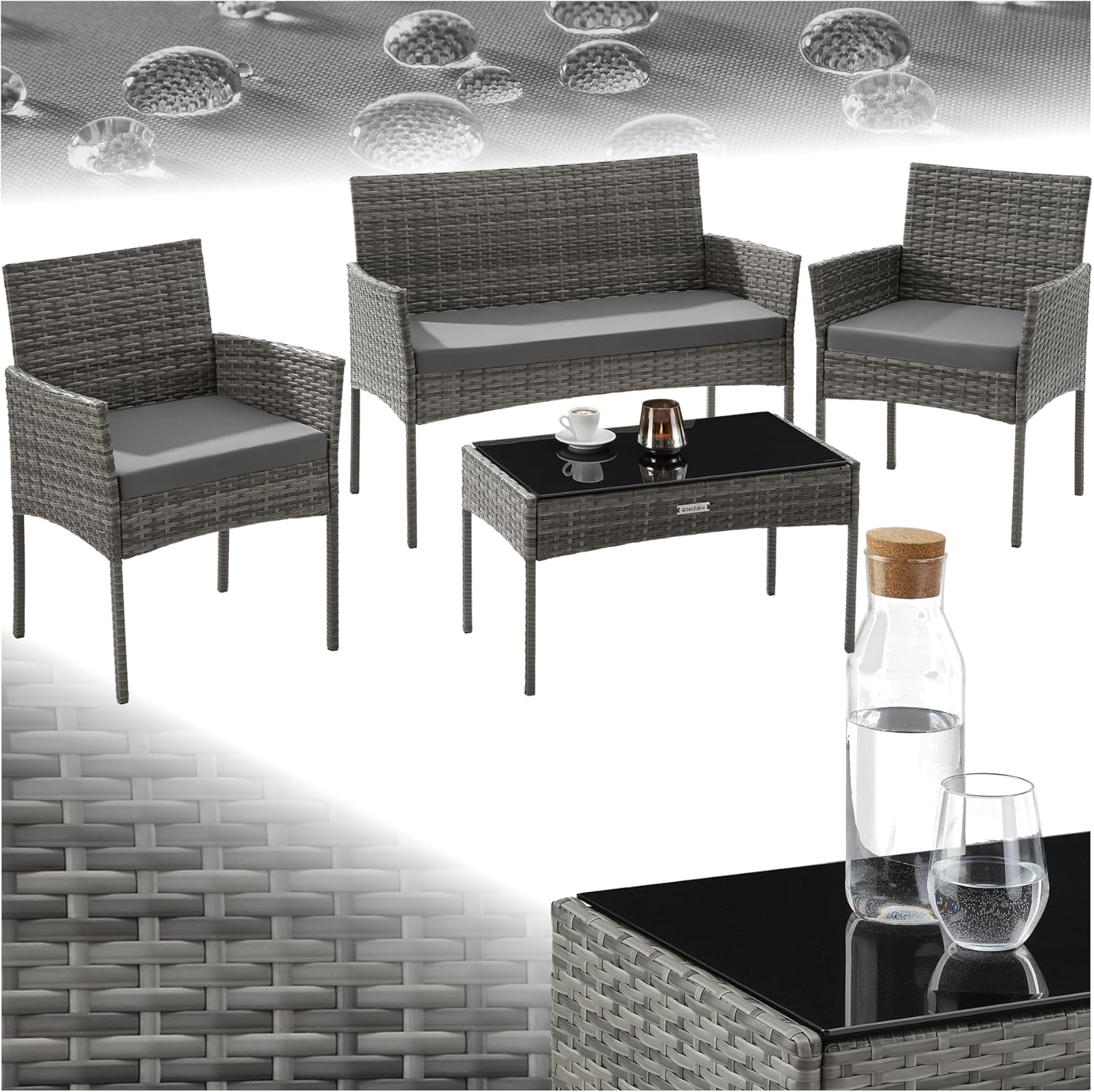 Wicker Rattan Garden Lounge Set