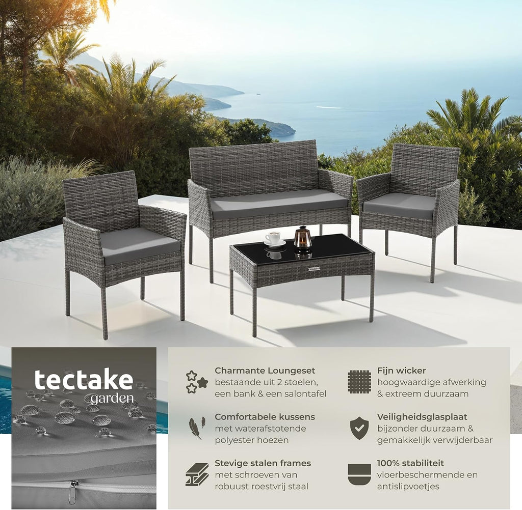 Wicker Rattan Garden Lounge Set